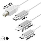 Daytona ADS-501 3ın1 USB B To Micro-Lightning-Type-C Telefon Bilgisayar Tablet Için Piyano Mıdı Org Elektrikli Piyano Konnektörü Çevirici Otg Kablo