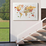 Harita Sepeti Dünya Haritası Dekoratif Kanvas Tablo Ülke ve Başkentli Öğretici ve Sembollü 2309
