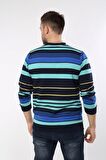 neslice Erkek Renkli Basıc Yaka Sweatshirt L-LACİVERT