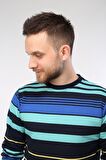 neslice Erkek Renkli Basıc Yaka Sweatshirt L-LACİVERT