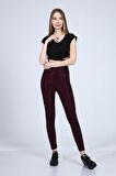 neslice Kadın Parlak Bel Toparlayıcı Tayt M-BORDO