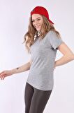 neslice Kadın Basic Yaka Kısa Kol T-shirt S-ANTRASİT