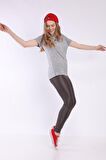 neslice Kadın Basic Yaka Kısa Kol T-shirt S-ANTRASİT