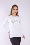 neslice Kadın Reglan Kol Basic Yaka Sweatshirt M-BEYAZ