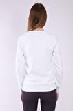 neslice Kadın Reglan Kol Basic Yaka Sweatshirt M-BEYAZ
