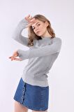 neslice Kadın Reglan Kol Basic Yaka Sweatshirt M-GRİMELANJ