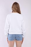 neslice Kadın Bacıs Baskılı Sweatshirt M-BEYAZ