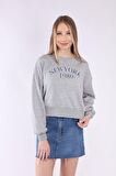 neslice Kadın Bacıs Baskılı Sweatshirt M-GRİ