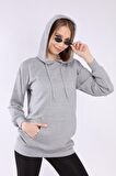 neslice Kadın Kapüşonlu ve Cepli Sweatshirt L-GRİMELANJ