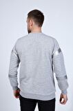 neslice Erkek Deri ve Kapitone Detaylı Slim Fit Sweatshirt XL-GRİ