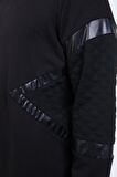 neslice Erkek Deri ve Kapitone Detaylı Slim Fit Sweatshirt XL-SİYAH