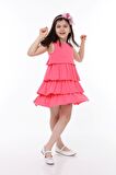 neslice Kız Çocuk 3 Katlı Elbise PEMBE-11-12 Yaş