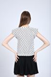 neslice Kadın Puantiyeli Vatkalı T-shirt M-SİYAH PUANTİYELİ