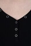 neslice Kadın Çıtçıt Detaylı Uzun Kol T-Shirt S-SİYAH