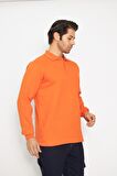 Orange Safety Turuncu Polo Yaka Uzun Kol Sweat T-Shirt Kışlık