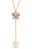 Sallantılı 925 Ayar Gümüş Rose Bahar Kolye - N109401