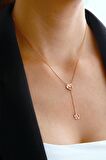 Çiçek Motifli 925 Ayar Gümüş Sallantılı Rose Kolye - N109501