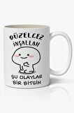Düzelcez İnşallah Yazılı Baskılı Kupa Bardak Baskılı Kahve Kupa Bardak