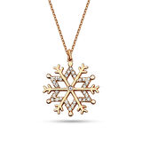 Yeni Taşlı Kar Tanesi Gümüş Kolye - Rose