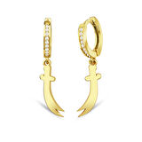 Zülfikar Taşlı Gümüş Küpe - Altın