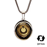 Çift Taraflı Ayyıldız Ve Tuğra Figürlü Gümüş Kehribar Kolye