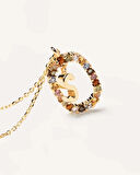 Renkli Taşlı Gümüş Harf Kolye - Gümüş