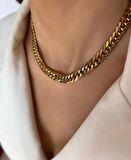 KALIN VİNTAGE ZİNCİR KADIN KOLYE GOLD ÇELİK ÜZERİ ALTIN KAPLAMA 2 SENE GARANTİ BELGELİ