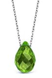 Kristal Peridot Taşlı 925 Ayar Gümüş Zincirli Kolye - N126401