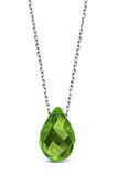 Kristal Peridot Taşlı 925 Ayar Gümüş Zincirli Kolye - N126401
