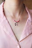 Pembe Kuvarslı 925 Ayar Gümüş Kalp Kolye - N126701