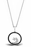 Zirkon Taşlı 925 Ayar Gümüş Ay-Yıldız Kolye - N137101