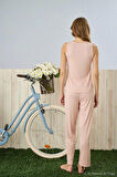 Pijamoni Dublin Kumaş Sabahlıklı Somon Pijama Takımı-5325