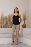 Pijamoni Milan Kumaş Leopar Desenli 3'lü Pijama Takımı -7571