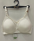 NERGİZ Kadın Önü Dantel Detaylı Fitilli C Cup Toparlayıcı Sütyen -ekru