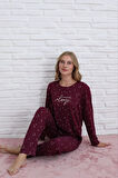 Pijamoni Kadın Milan Kumaş Bisiklet Yaka Vişne Çürüğü Pijama Takımı - 7600