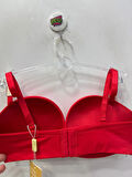 Belvü Kadın Balensiz Straplez Çift Dolgulu Destekli Kırmızı Sütyen