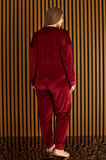Pijamoni Battal Fransız Kadife Uzun Kollu Kadın Pijama Takımı 4220-9