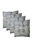 Dekoratif Pofidik Puf Sandalye Minderi Kare 35x35x7 Cm-gri(4 Adet)