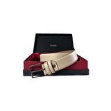 Fossil Krem Hakiki Deri Klasik 3,5 Cm Erkek Kemeri-125CM