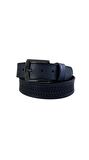Fossil Lacivert Desenli Hakiki Deri Spor Erkek Kemeri 4cm-125