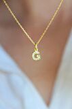 G Harfi Altın Kaplamalı 925 Ayar Gümüş Kolye - N158001