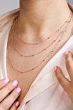 925 Ayar Gümüş Toplu Üç Zincirli Rose Gold Kolye - N166001