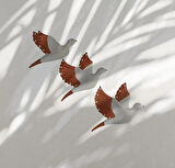 Dekoratif Üçlü Kumru Kuş Duvar Dekoru Süs 17*12 CM