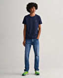 GANT Erkek Lacivert Regular Fit Bisiklet Yaka T-Shirt
