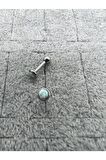 Beyaz Opal Taşı Cerrahi Çelik Tragus Helix Piercing Küpe Bir Adet 6 Mm