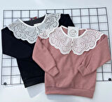 Önlük Yakalı Çocuk Sweatshirt Oversize Kalıp 2'li - Siyah Pembe (jrZJ0prKyRNPm)