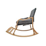 Reyo Paşa Ahşap Sallanan Sandalye, Boyun Yastıklı Çıkartılabilir Kılıflı Minderli Dinlenme Koltuğu E