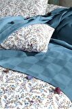 Reyo Home %100 Pamuk Püsküllü Pike Ve Yatak Örtüsü 220x240 Mavi AT-15318