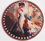 Ahşap 19 cm çapında resimli plaka