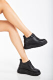 Nesvina Kadın Gizli Topuk Siyah Sneaker 